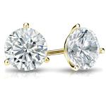 Diamond Wish IGI Certified 2 Carat Lab Grown Diamond Round Stud Earrings for Women in 14k Yellow Gold (E-F Color, SI1-SI2 Clarity, 2.00 cttw) 3-Prong Martini Set Round Cut Screw Back Studs