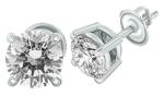 Natural Real 1 Carat TW White Gold Diamond Studs Earrings with Secure Screw Back for Women and Men