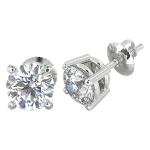 Natural Real 1 Carat TW White Gold Diamond Studs Earrings with Secure Screw Back for Women and Men