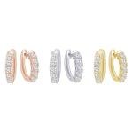 Houston Diamond District 1 Carat t.w. Natural Five Stone Diamond Hoop Huggie Earrings Value Collection 14K White Gold