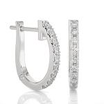 3/4 Carat Diamond Huggie Hoop Earrings for Women in 14k White Gold (F-G, SI2-I1, cttw) with Hinge and Notched Post by Privosa Fine Jewelry