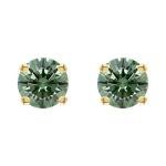 14K Yellow Gold 2 Carat LAB GROWN Green Diamond Solitaire Stud Earrings Pair set Value Collection PT-20