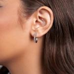 3/4 Carat Diamond Huggie Hoop Earrings for Women in 14k White Gold (F-G, SI2-I1, cttw) with Hinge and Notched Post by Privosa Fine Jewelry