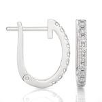 3/4 Carat Diamond Huggie Hoop Earrings for Women in 14k White Gold (F-G, SI2-I1, cttw) with Hinge and Notched Post by Privosa Fine Jewelry