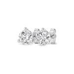 Carbon Atelier IGI Certified 4 Carat Lab Grown Diamond Round Stud Earrings for Women I 14k White Gold Earrings for Her (I-J, VS1-VS2, 4.00 cttw) 3-Prong Martini Set Diamond I Push Back Studs