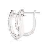 3/4 Carat Diamond Huggie Hoop Earrings for Women in 14k White Gold (F-G, SI2-I1, cttw) with Hinge and Notched Post by Privosa Fine Jewelry