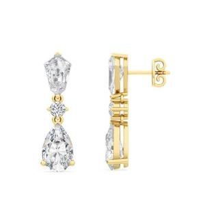 9 Carat (ctw) 14K Yellow Gold Kite, Pear and Round Cut LAB GROWN Diamond Drop Earrings (Color H-I Clarity VS1-VS2)