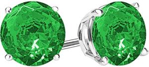 Houston Diamond District 1/2 0.5 Carat Total Weight Emerald Solitaire Stud Earrings Pair Platinum Popular Premium Collection Push Back