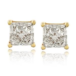 The Diamond Channel CERTIFIED 1 to 12 Carat LAB GROWN Princess-Cut Diamond Stud Earrings Round Cut 4 Prong Screw Back (F-G Color, VS1-VS2 Eye Clean Clarity)