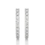 3/4 Carat Diamond Huggie Hoop Earrings for Women in 14k White Gold (F-G, SI2-I1, cttw) with Hinge and Notched Post by Privosa Fine Jewelry