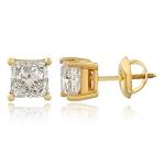 Lab Grown Princess-Cut Diamond Stud Earrings