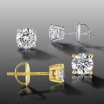 Certified Natural Diamond Stud Earrings for Women 14 Karat Gold Earrings 4 Prong Setting with Screw Back Studs Fine Jewelry (1.00 ct, White Gold)