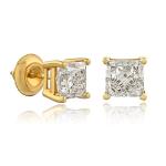 Lab Grown Princess-Cut Diamond Stud Earrings