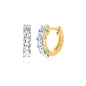 La Joya 1 Carat Total Weight (ctw) certified Lab Grown Diamond Hoop Earrings For Women- Solid 14k Yellow Gold - GH Color And SI Clarity Up Stunning Lab Diamond Huggies