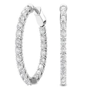 Stunning 3 Carat (ctw) Sterling Silver Oval Shape LAB GROWN Diamond Hoops Earrings (Color E-F Clarity VS2-SI1)