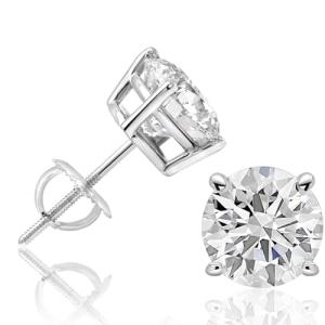 1 to 5 Carat Lab-Grown Diamond Stud Earrings for Women & Men – IGI Certified, Round Cut, D/E Color, VS1-VS2 Clarity, 14K White & Yellow Gold, Screw Back, Made in USA