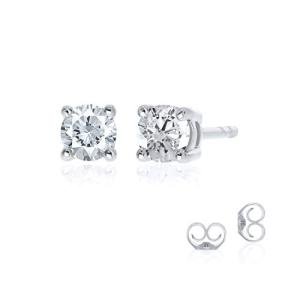 2 Carat Lab Grown Diamond Stud Earrings | 14 KT Solid White Gold | Certified GH Color VS SI Clarity Diamonds