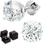 Diamond2Deal 14k White Gold Round Cut Lab Grown Diamond Stud Earrings (2ct, D-E Color, VS Clarity)