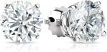 Diamond2Deal 14k White Gold Round Cut Lab Grown Diamond Stud Earrings (2ct, D-E Color, VS Clarity)