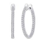 1 Carat Oval Hoop Earrings in 14K White Gold