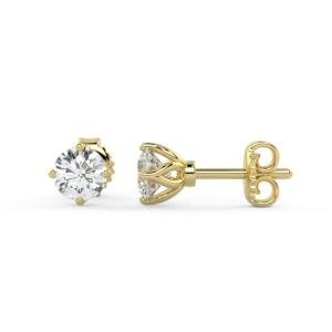IGI Certified 2 Carat Lab Grown Diamond Round Stud Earrings for Women I 14k Yellow Gold Earrings (G-H, VS1-VS2, 2.00 cttw) 4-Prong Brilliant Cut Diamond I Push Back Studs by Carbon Atelier