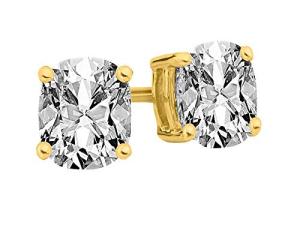 1 Carat 14K Yellow Gold IGI Certified LAB-GROWN Cushion Cut Diamond Earrings 4 Prong Push Back Luxury Collection (D-E Color, VS1-VS2 Clarity)
