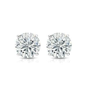 The Diamond Deal IGI Certified 1.00ct (1.00Cttw) Carat Round Brilliant Lab-Grown Diamond 4-Prong Stud Earrings in 14k White Gold With Push Back Closure