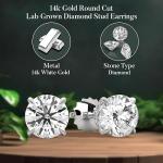 Diamond2Deal 14k White Gold Round Cut Lab Grown Diamond Stud Earrings (2ct, D-E Color, VS Clarity)