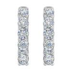 14K White Gold Diamond Hoop Huggie Earrings