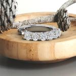 14K White Gold Diamond Hoop Huggie Earrings