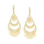 14kt Yellow Gold Floral Lace Chandelier Earrings