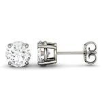 Moissanite Round Cut 6.5mm Stud Earrings in 14K White Gold