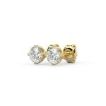 IGI Certified 2 Carat Lab Grown Diamond Round Stud Earrings for Women I 14k Yellow Gold Earrings (G-H, VS1-VS2, 2.00 cttw) 4-Prong Brilliant Cut Diamond I Push Back Studs by Carbon Atelier