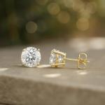 Certified 1.50 Carat Lab Grown Diamond Earrings in 14K Yellow Gold, F/VS Quality, Premium Collection of Diamond Stud Earrings for Women and Men, Quality Studs Made in USA