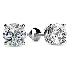 10K White Gold 2 Carat Round Lab Grown Diamond Studs