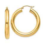Thick 14K Gold Tube Hoop Earrings with Clasp