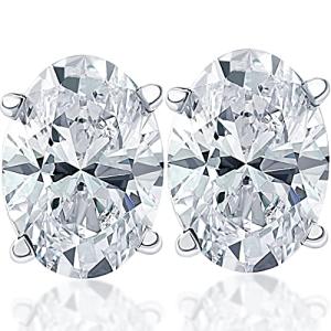 Lab Grown Oval Diamond Stud Earrings in White Gold