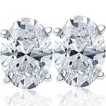 Lab Grown Oval Diamond Stud Earrings in White Gold