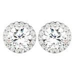 1 Carat Round Halo Diamond Earrings in 10K White Gold