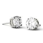 Moissanite Round Cut 6.5mm Stud Earrings in 14K White Gold