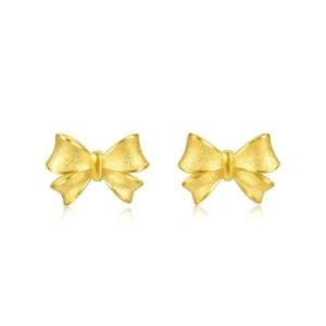 24K Gold Butterfly Bow Stud Earrings for Women