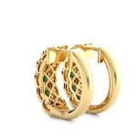 Diamond and Emerald Hoop Earrings in 14k Gold
