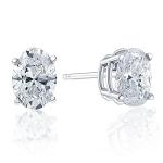 Lab Grown Oval Diamond Stud Earrings in White Gold