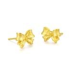 24K Gold Butterfly Bow Stud Earrings for Women