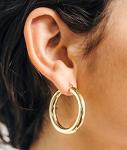 Thick 14K Gold Tube Hoop Earrings with Clasp