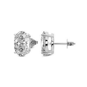 Oval Lab Grown Diamond Stud Earrings in White Gold