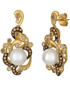 Le Vian Chocolate Diamond and Pearl Dangle Earrings