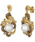 Le Vian Chocolate Diamond and Pearl Dangle Earrings