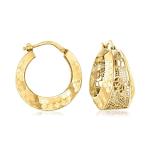 Italian 14kt Gold Floral Filigree Hoop Earrings