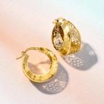 Italian 14kt Gold Floral Filigree Hoop Earrings
